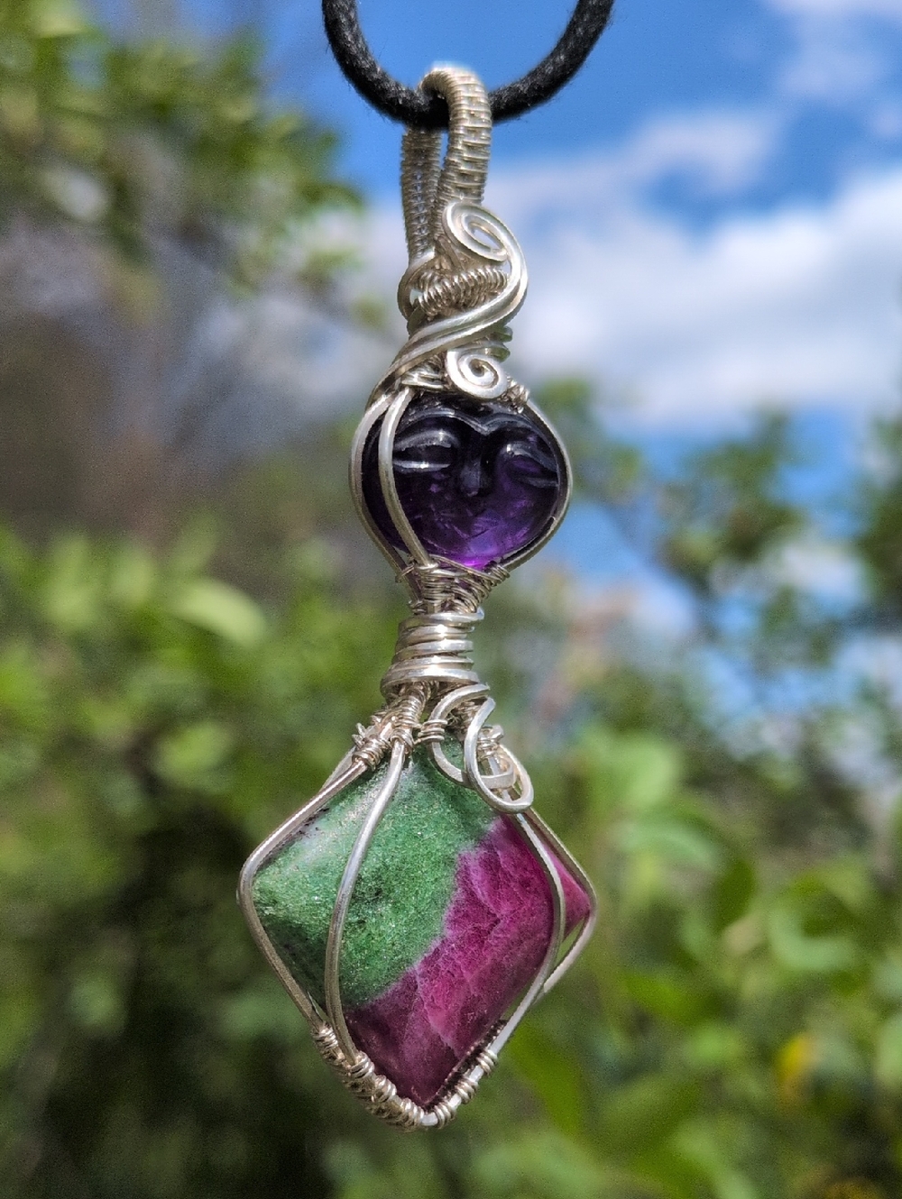 Rare-Sterling Silver-Artisan Pendant-Carved Amethyst-Designer Gemstones - Picture 16 of 16
